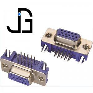 HDR15 Right Angle 15 Pin Triple Row Female PCB Mounting D-SUB Connector